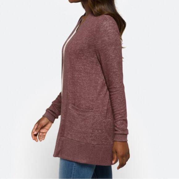 Bobeau XL Jemmy Heathered Purple Brushed Open Front Drape Cardigan Sweater - Picture 4 of 12